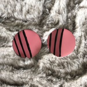 Pink Geometric Circular Earrings (1 IN)